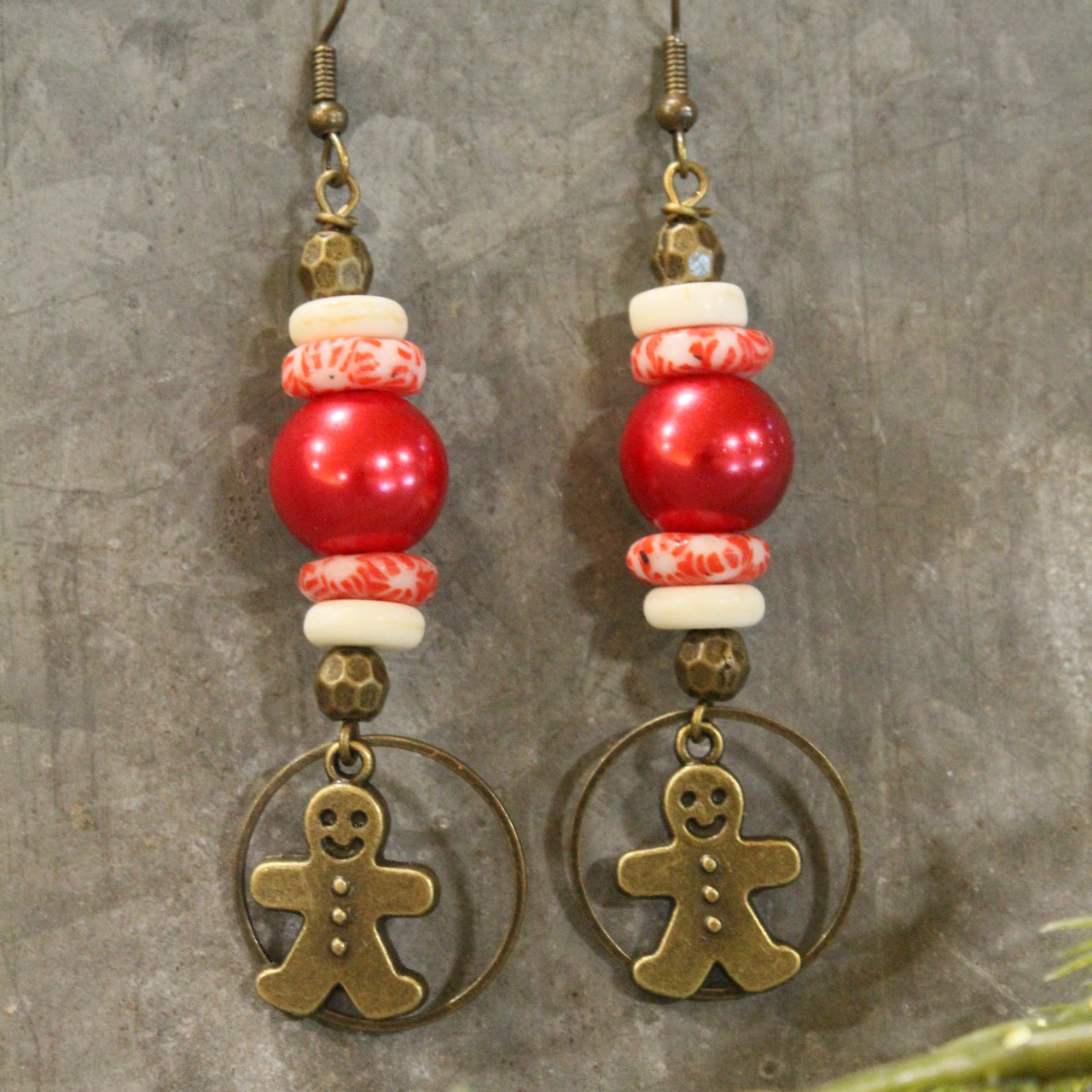 Gingerbread Candy Man Dangle Earrings