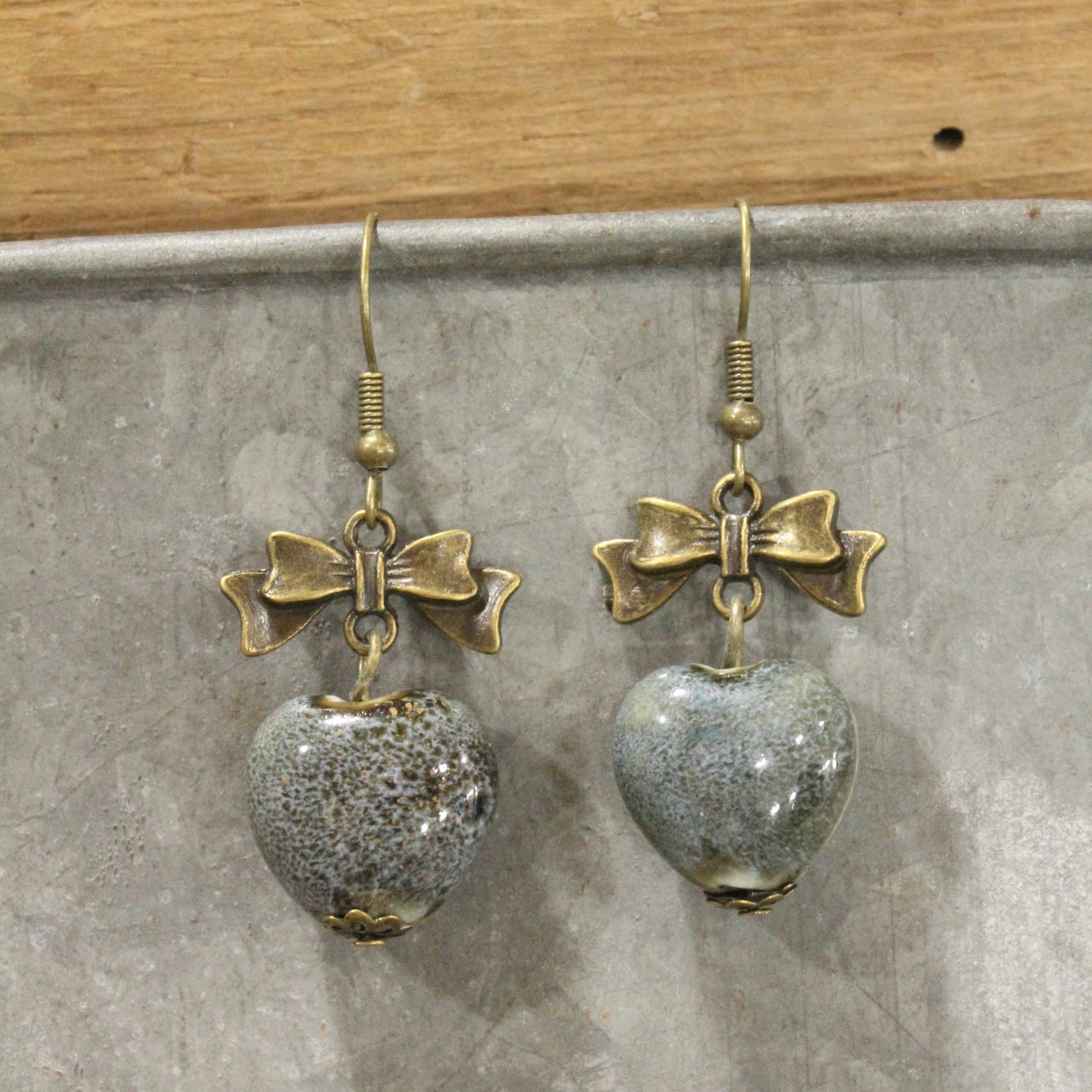 Heart Of Stone Ice Gray Love Dangle Earrings