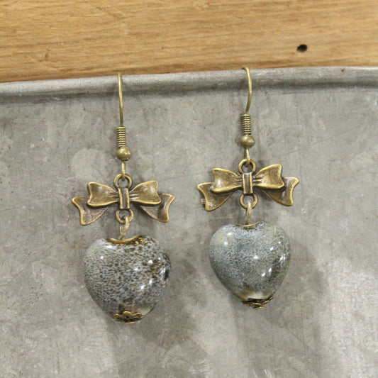 Heart Of Stone Ice Gray Love Dangle Earrings