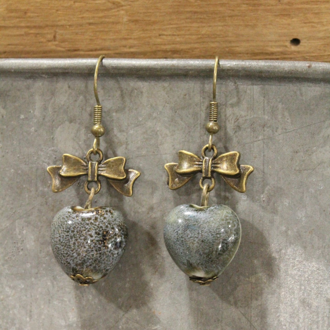 Heart Of Stone Ice Gray Love Dangle Earrings