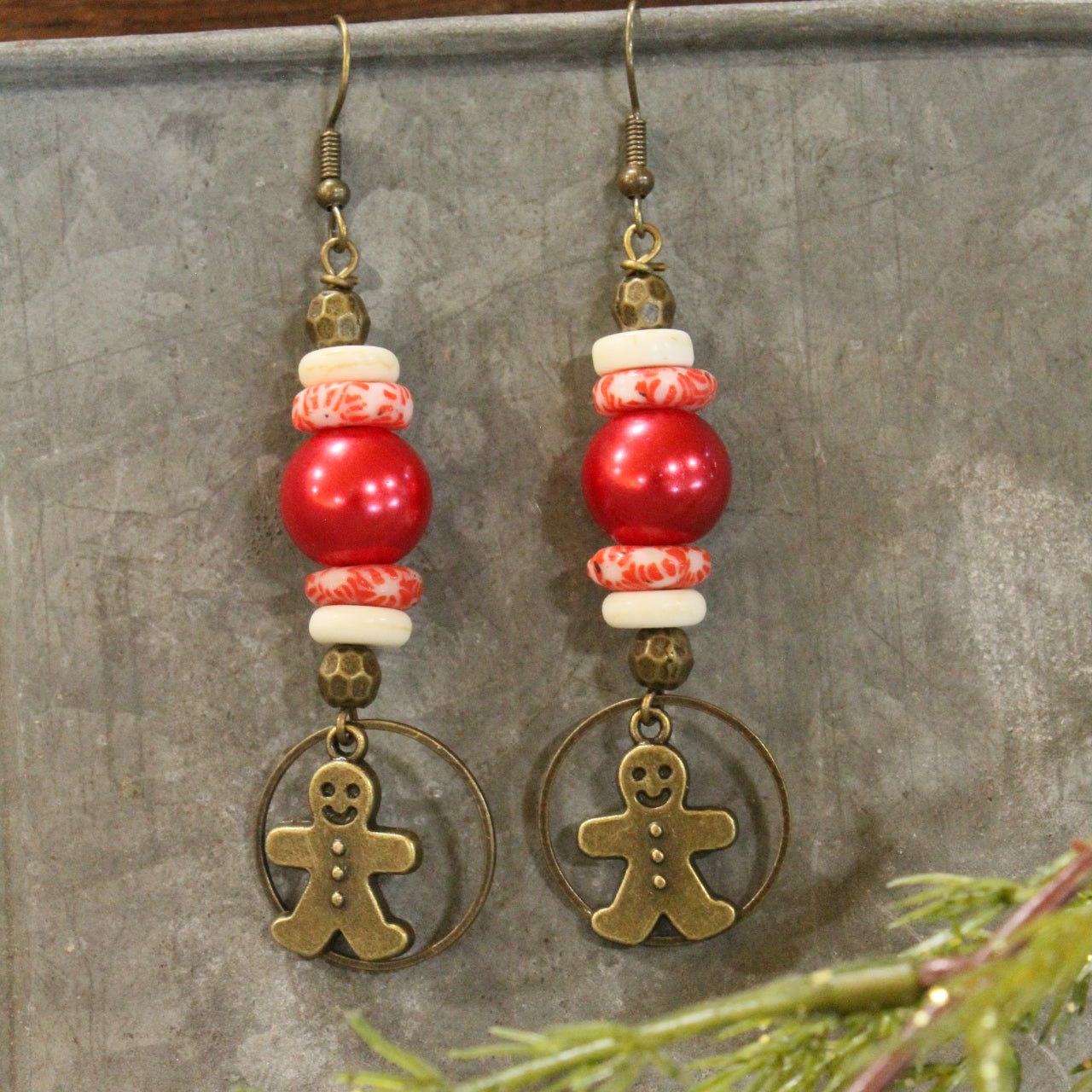 Gingerbread Candy Man Dangle Earrings