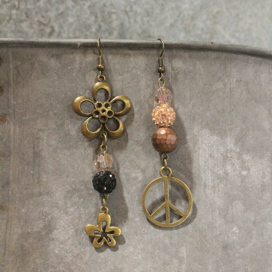 Peace & Flowers Leopard Dangle Earrings