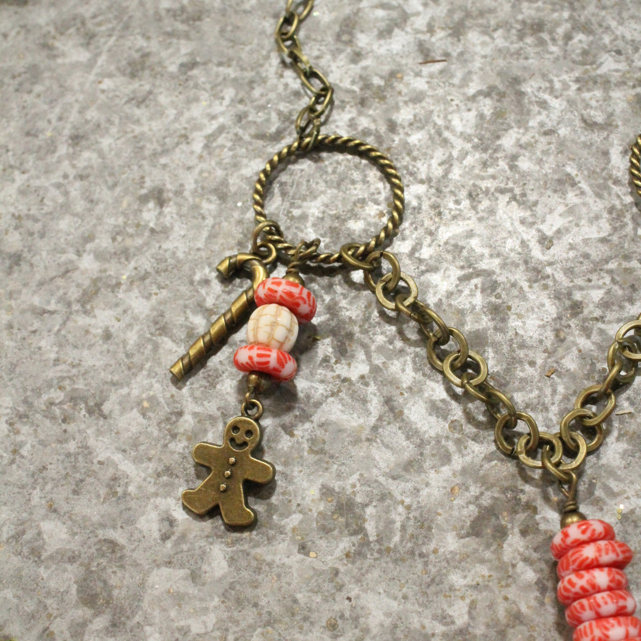 Gingerbread Candy Man Charm Necklace