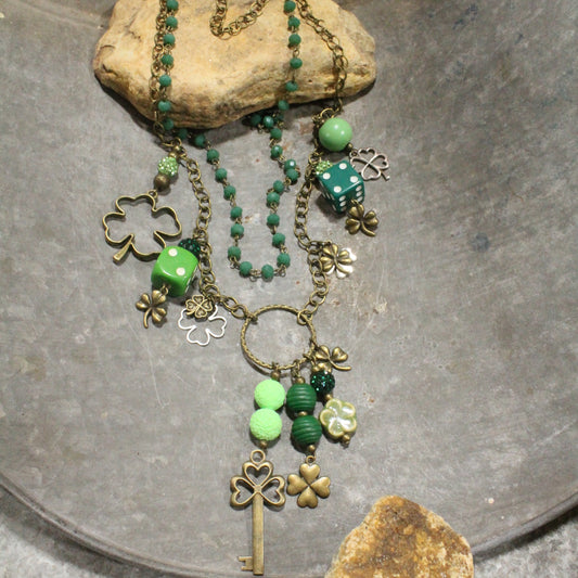 Lucky 7's Layered Shamrock Necklace