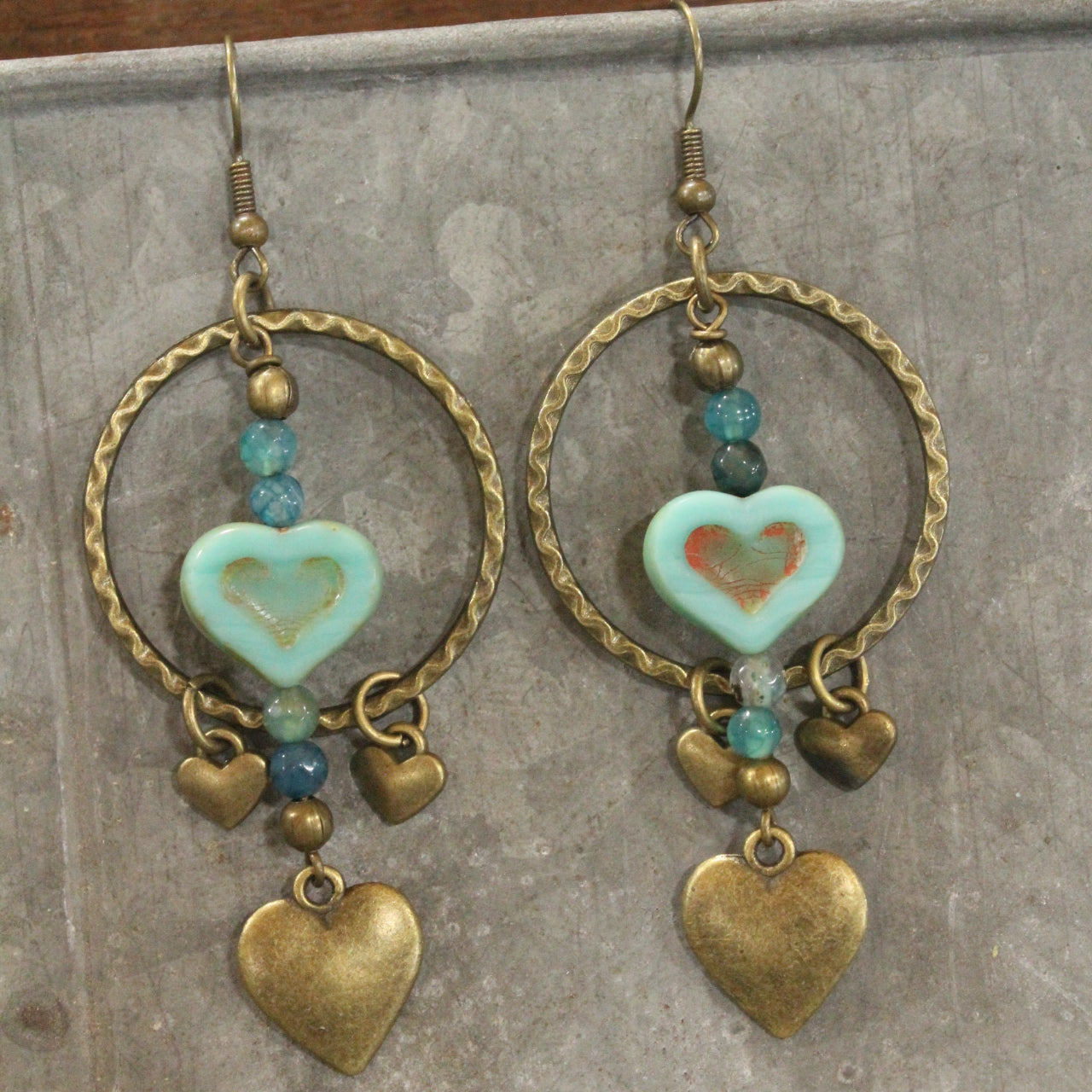 Layers Of Hearts & Vintage Czech Earrings