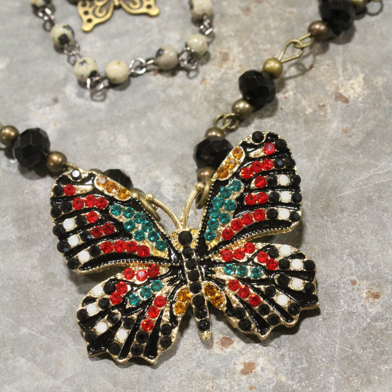 Spread Your Wings Black Butterfly Layered Necklace