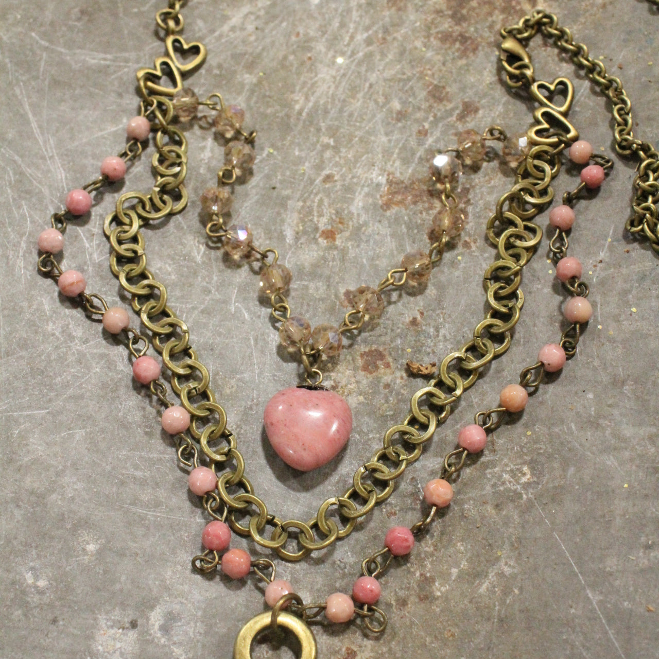 Layers Of Love Big Heart Blush Necklace