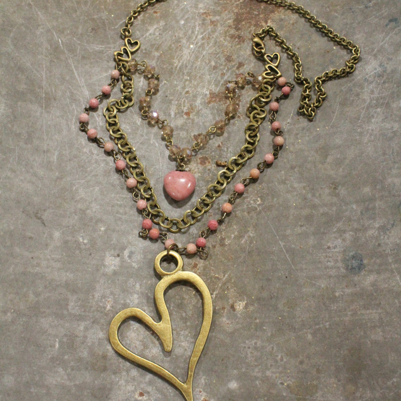 Layers Of Love Big Heart Blush Necklace