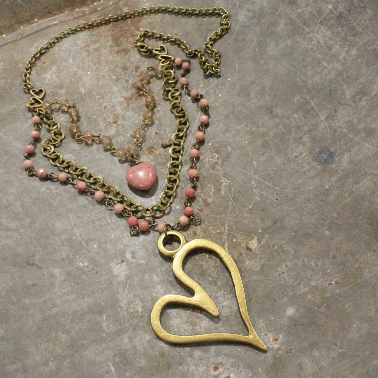 Layers Of Love Big Heart Blush Necklace