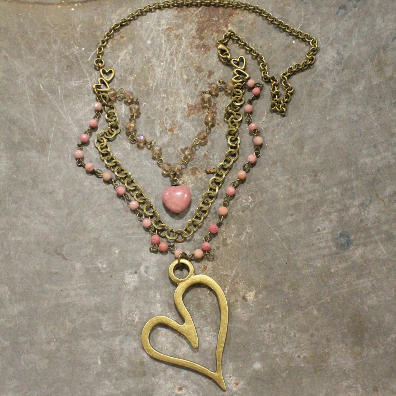 Layers Of Love Big Heart Blush Necklace