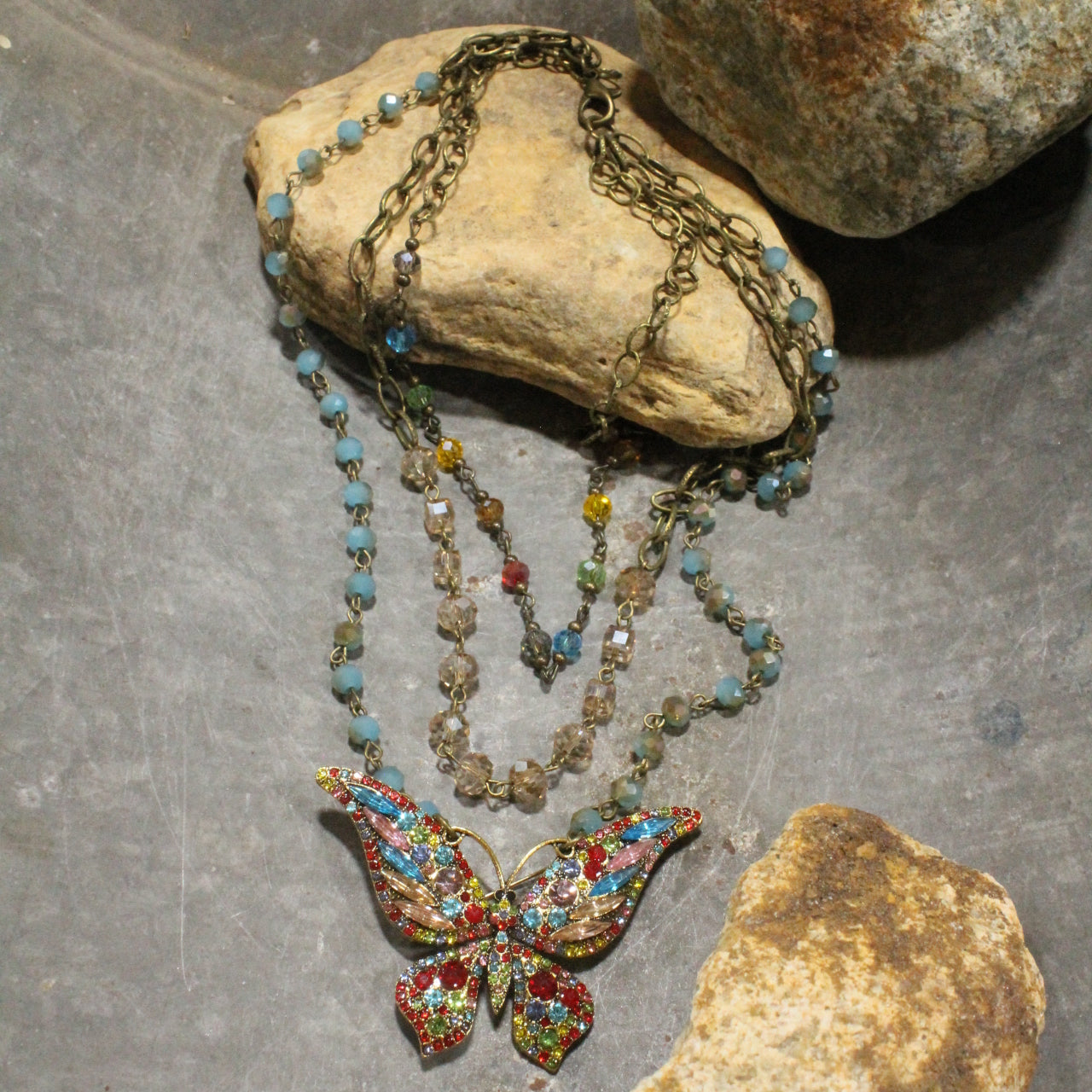 Just Dance Multi Butterfly Layered Necklace