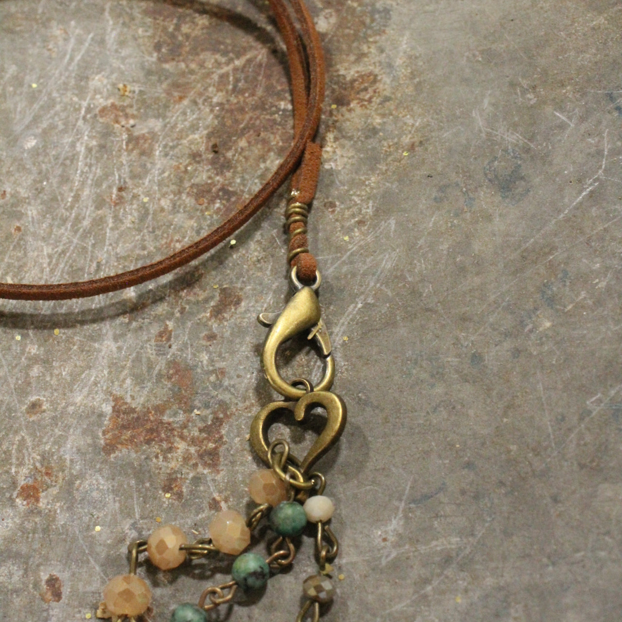 Layers Of Love Jasper & Bronze Heart Necklace