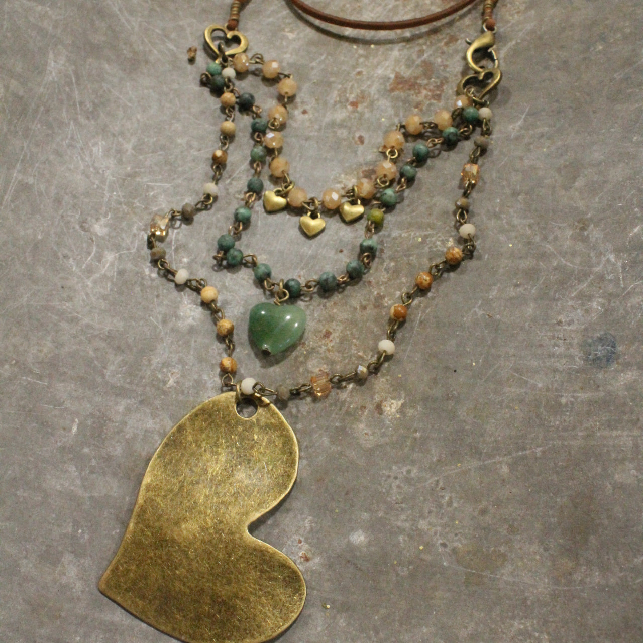 Layers Of Love Jasper & Bronze Heart Necklace