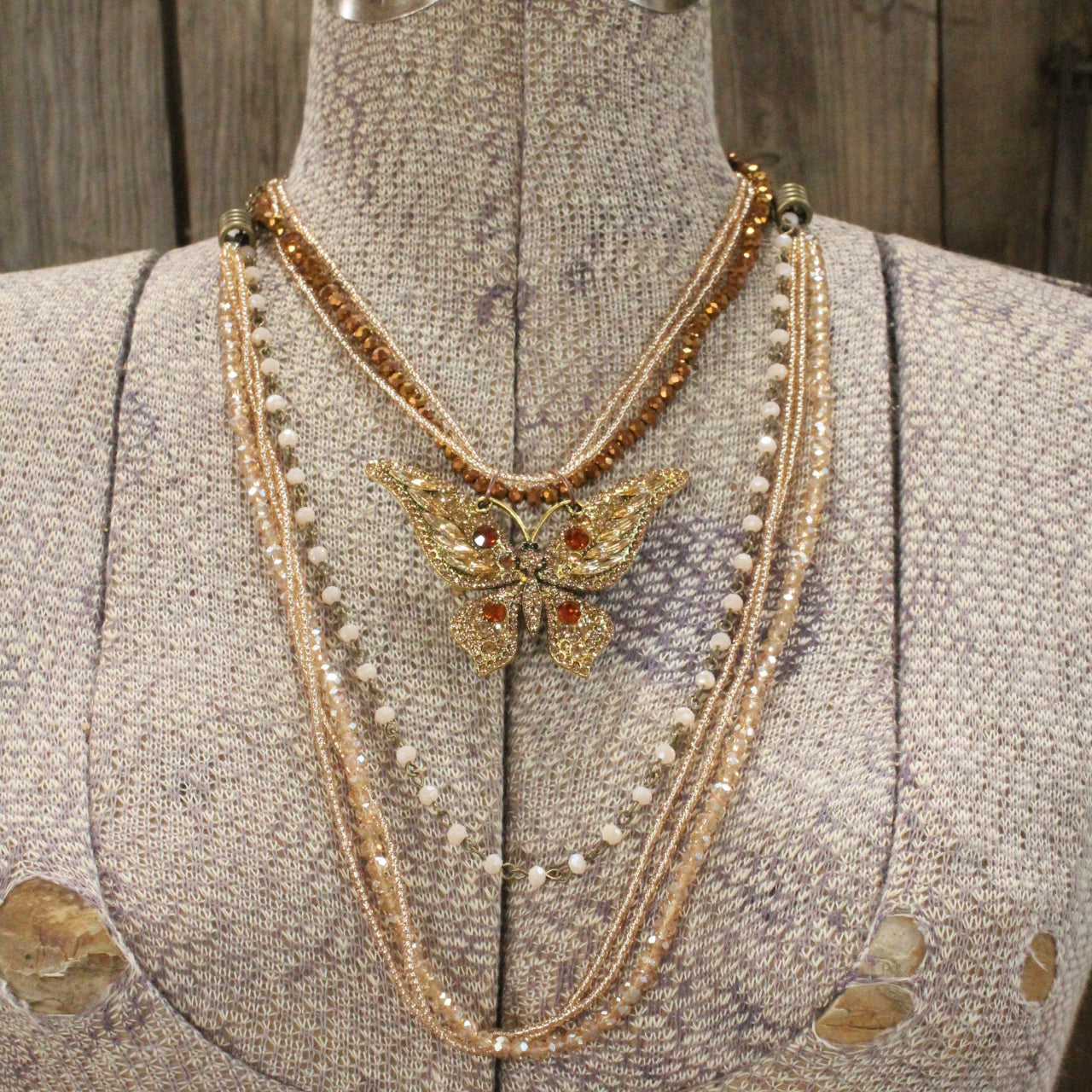 Just Dance Golden Butterfly Layered Necklace