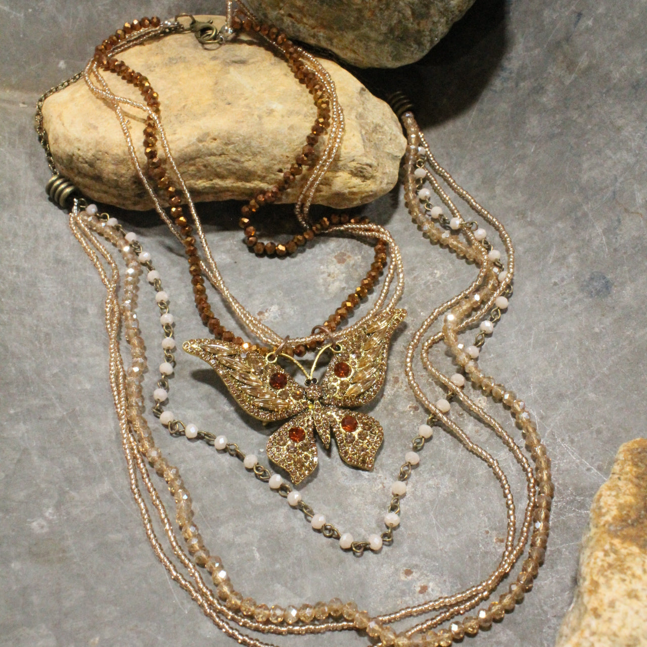 Just Dance Golden Butterfly Layered Necklace