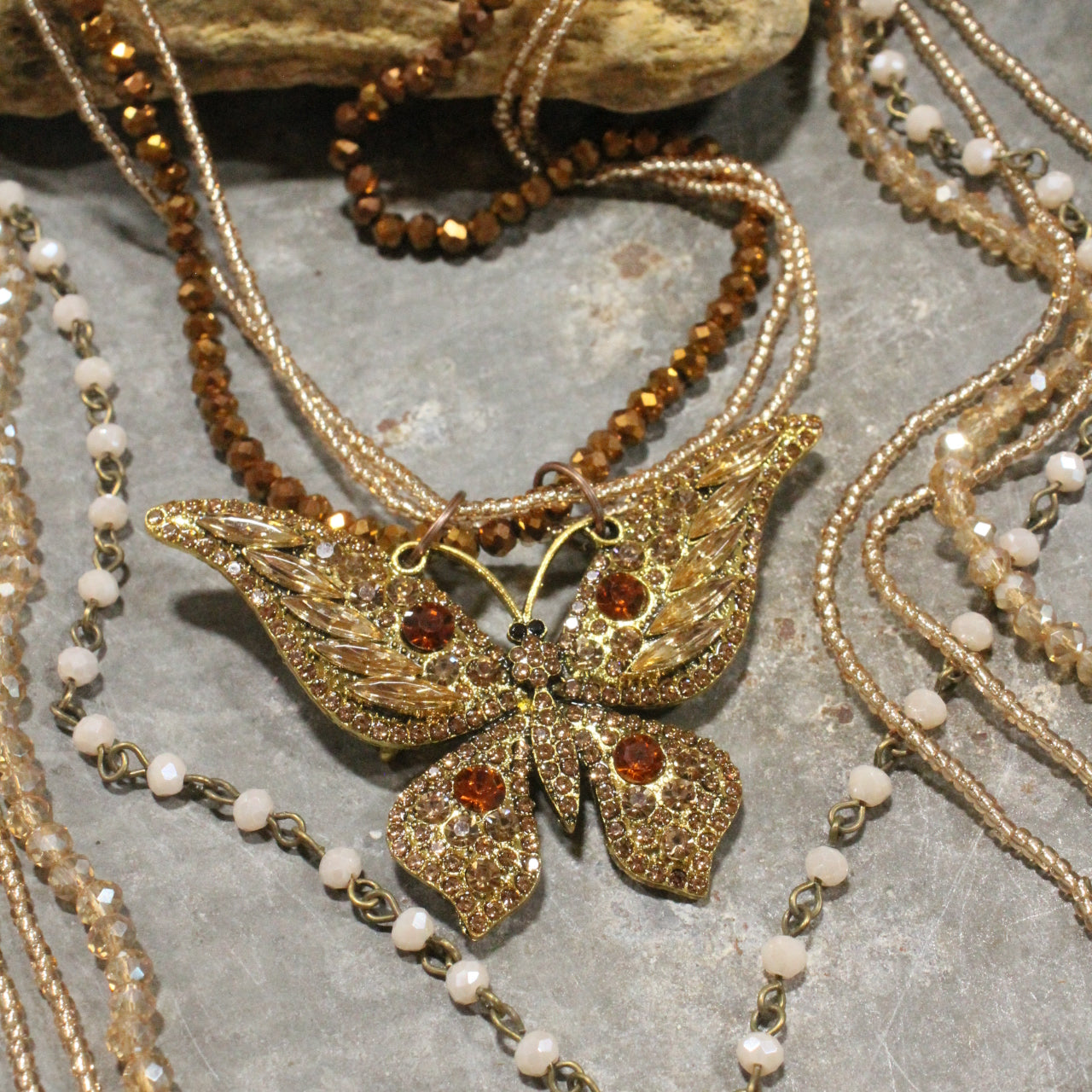 Just Dance Golden Butterfly Layered Necklace
