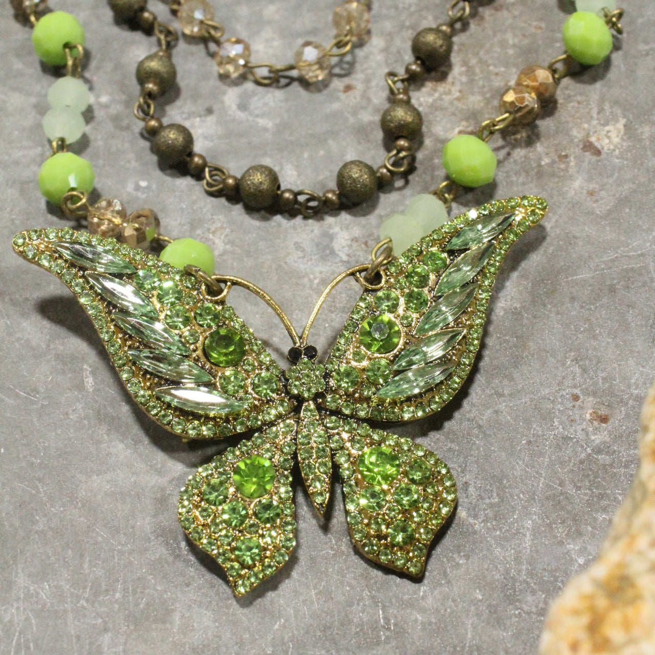 Just Dance Green Butterfly Layered Necklace