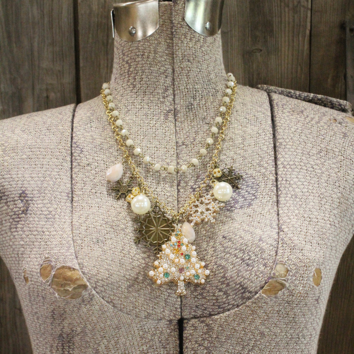 Snowflakes Falling In A Winter Wonderland Charm'd Necklace