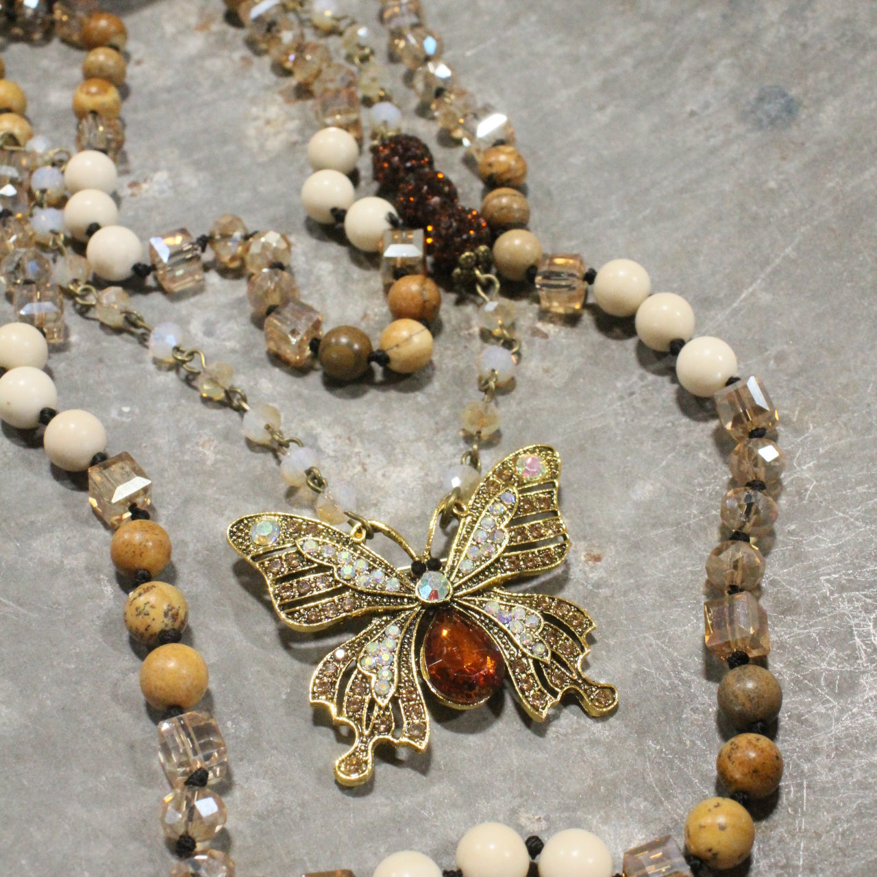Cascading Butterfly Layered Necklace