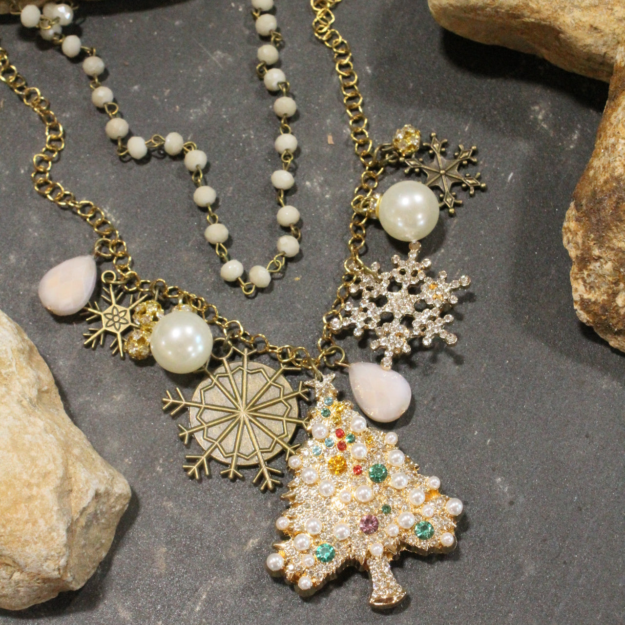 Snowflakes Falling In A Winter Wonderland Charm'd Necklace