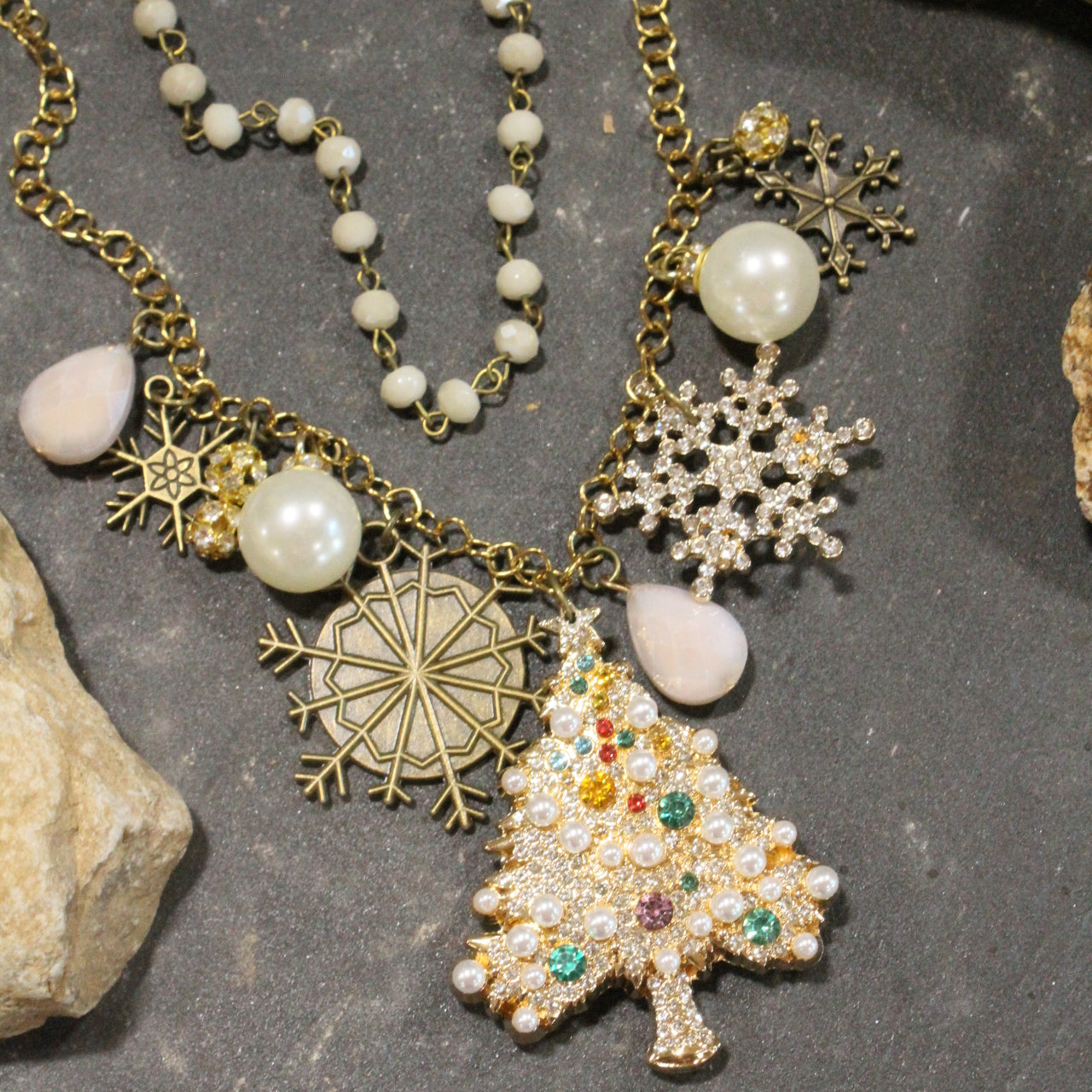 Snowflakes Falling In A Winter Wonderland Charm'd Necklace