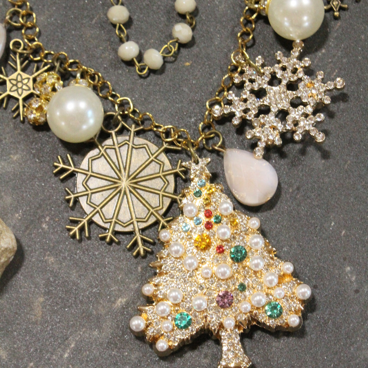 Snowflakes Falling In A Winter Wonderland Charm'd Necklace
