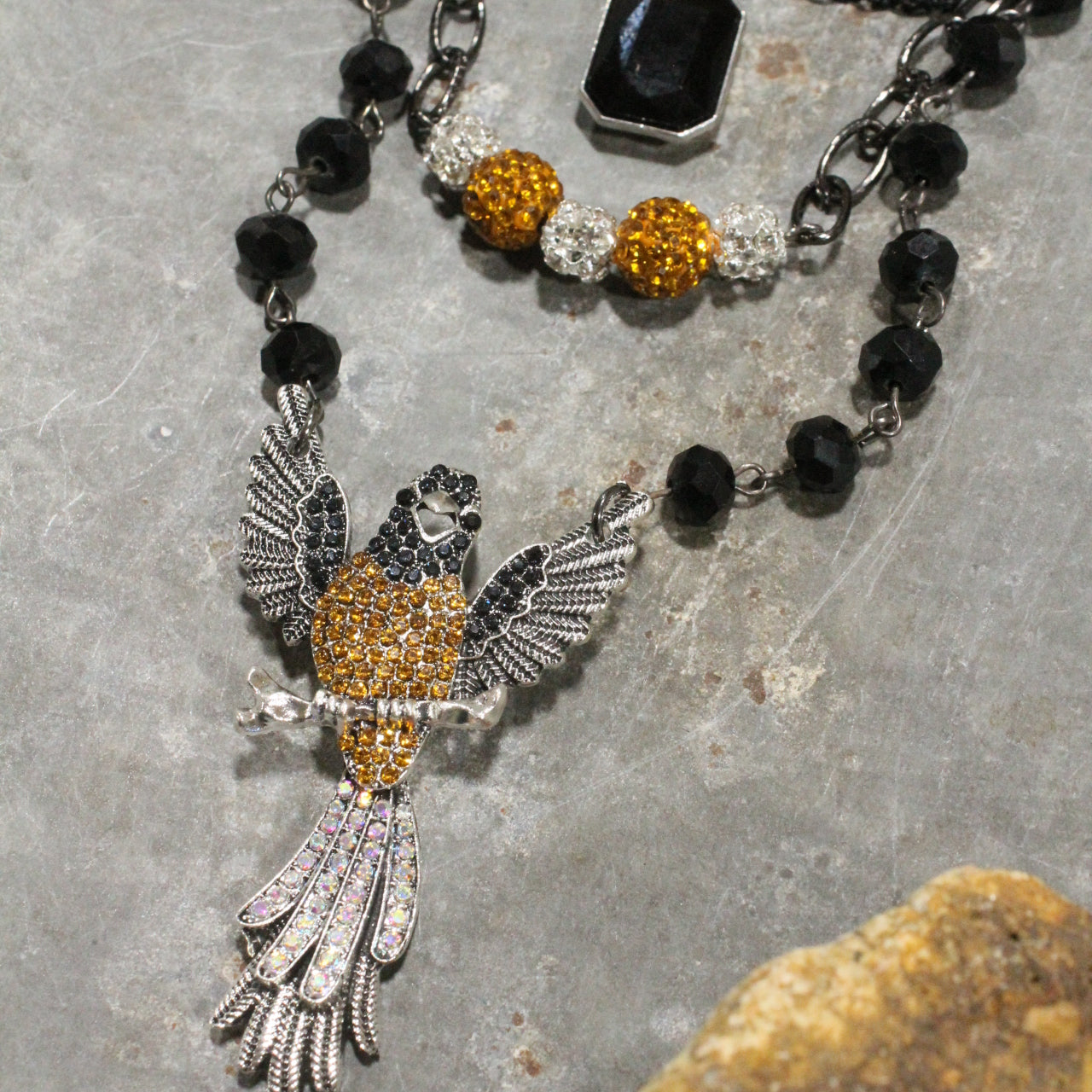 On Her Perch Golden Bird Layered Necklace