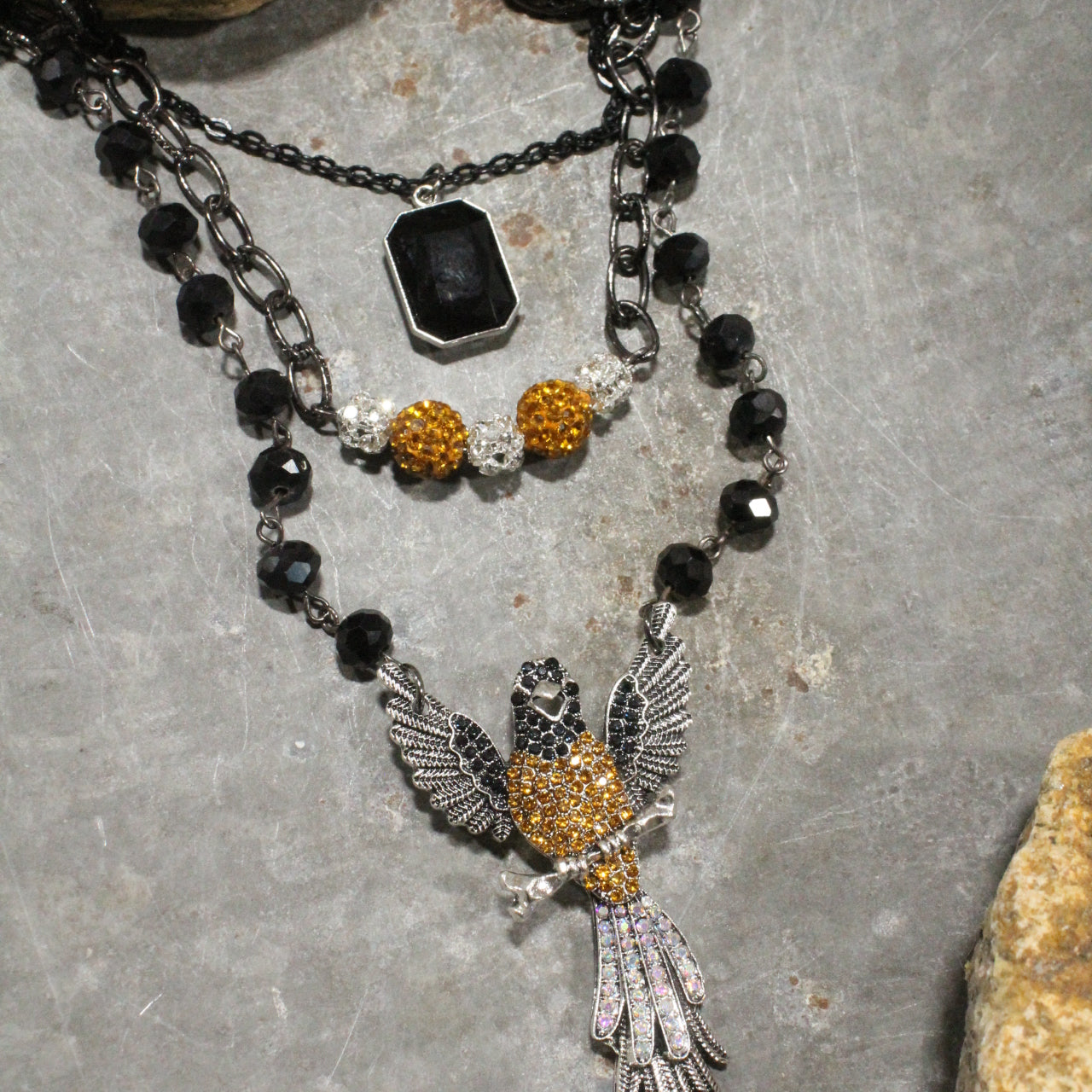 On Her Perch Golden Bird Layered Necklace