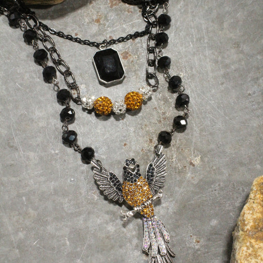 On Her Perch Golden Bird Layered Necklace