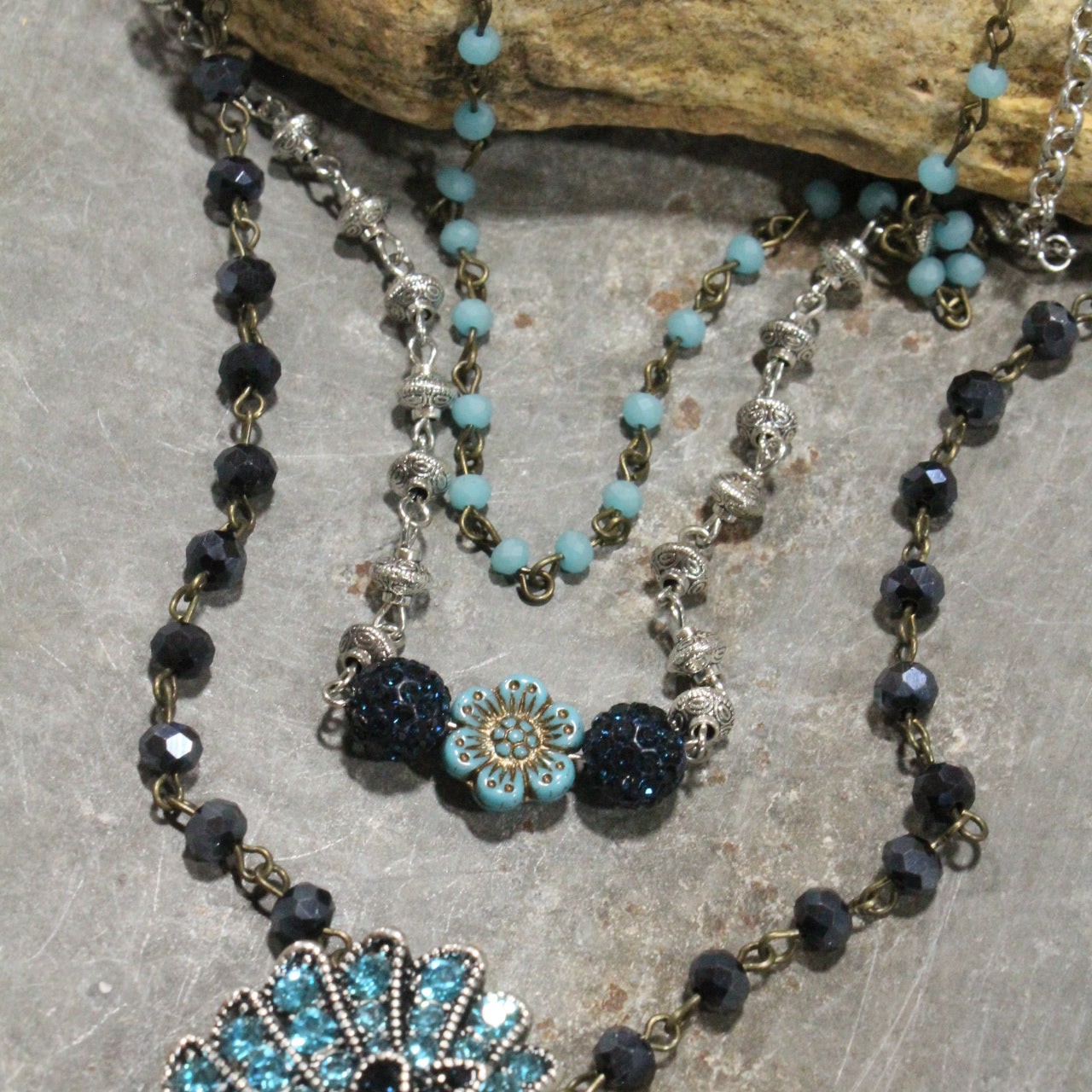 Gracefully Soaring Turquoise Bird Layered Necklace