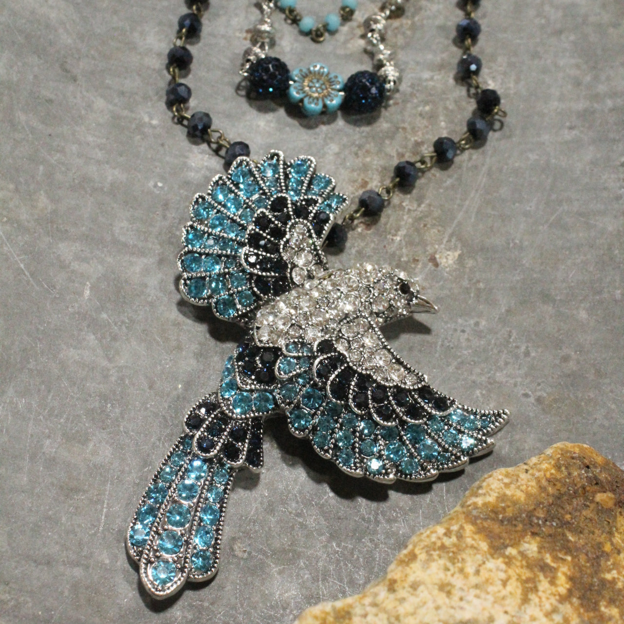 Gracefully Soaring Turquoise Bird Layered Necklace
