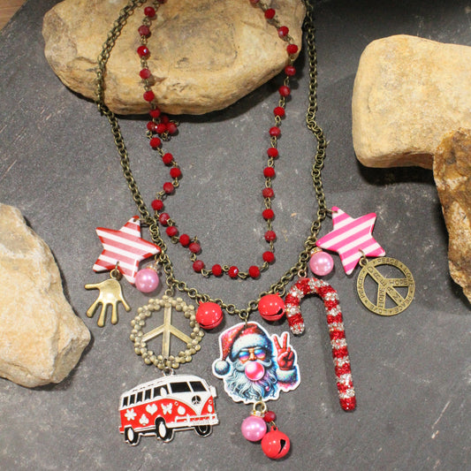 Groovy Bubble Gum Santa Charm'd Necklace