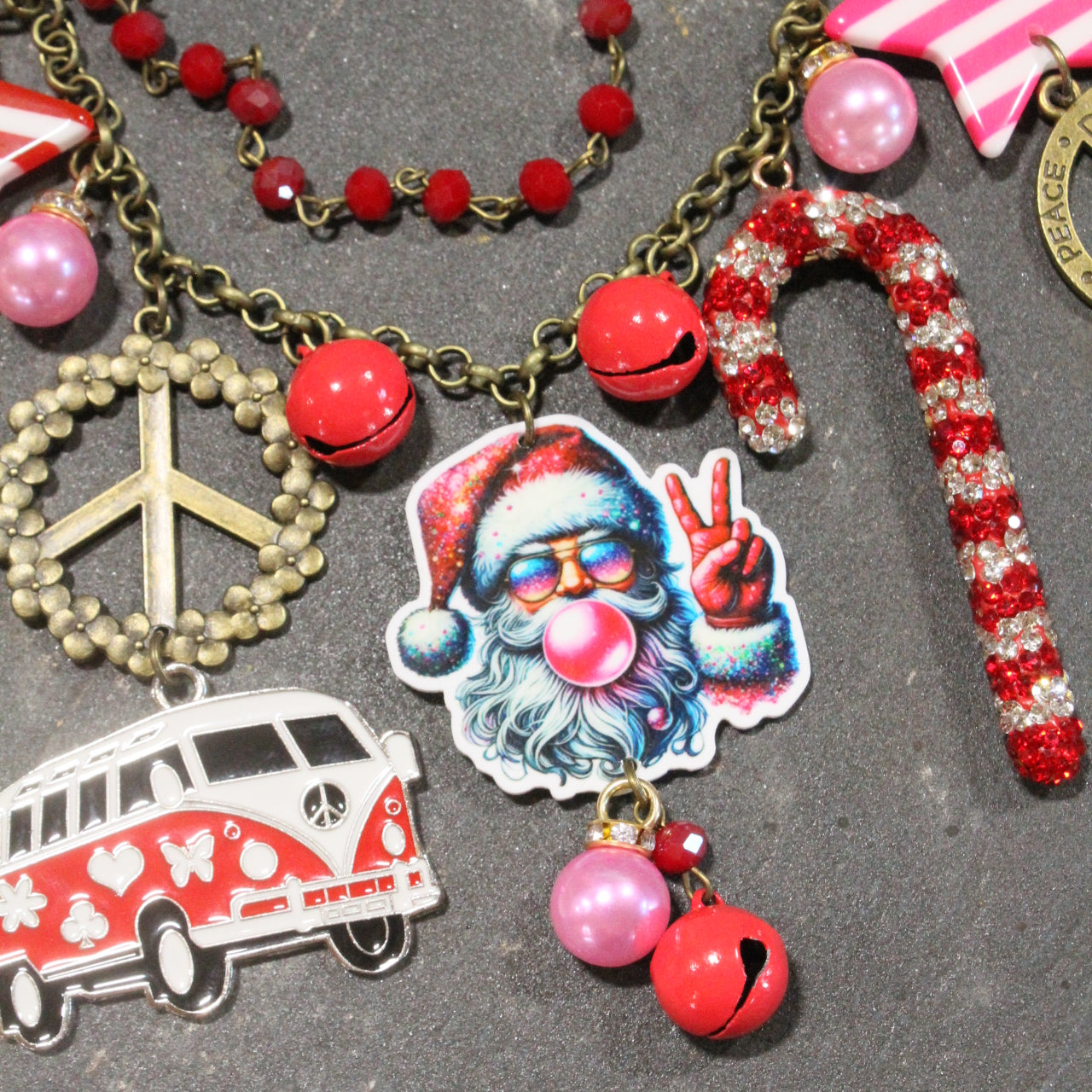 Groovy Bubble Gum Santa Charm'd Necklace