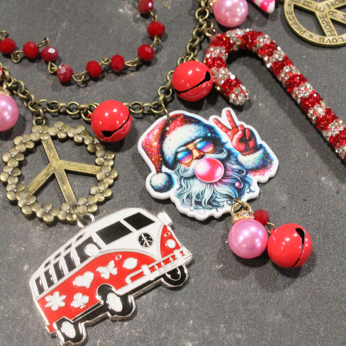 Groovy Bubble Gum Santa Charm'd Necklace