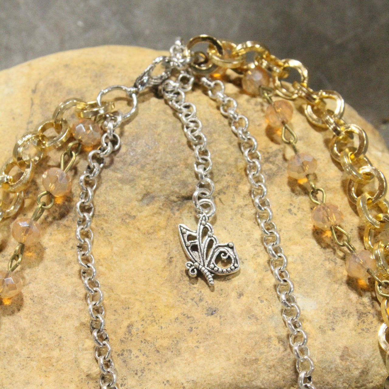 Just Dance Golden Butterfly Layered Necklace