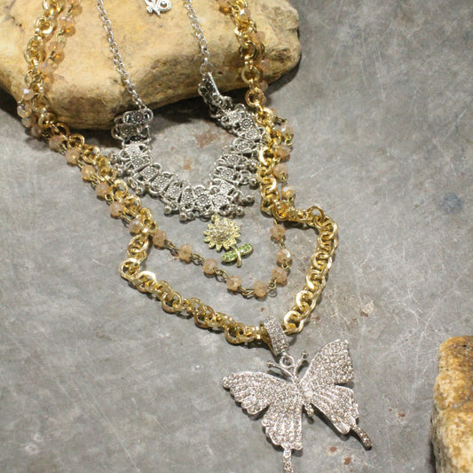Just Dance Golden Butterfly Layered Necklace