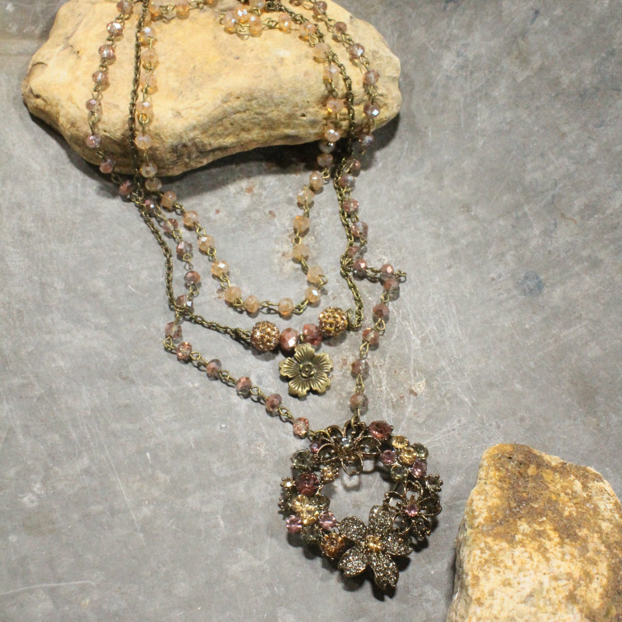Ready For Blooms Blush Layered Necklace