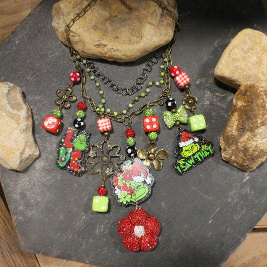 Grinch The Flower Child Charm'd Necklace