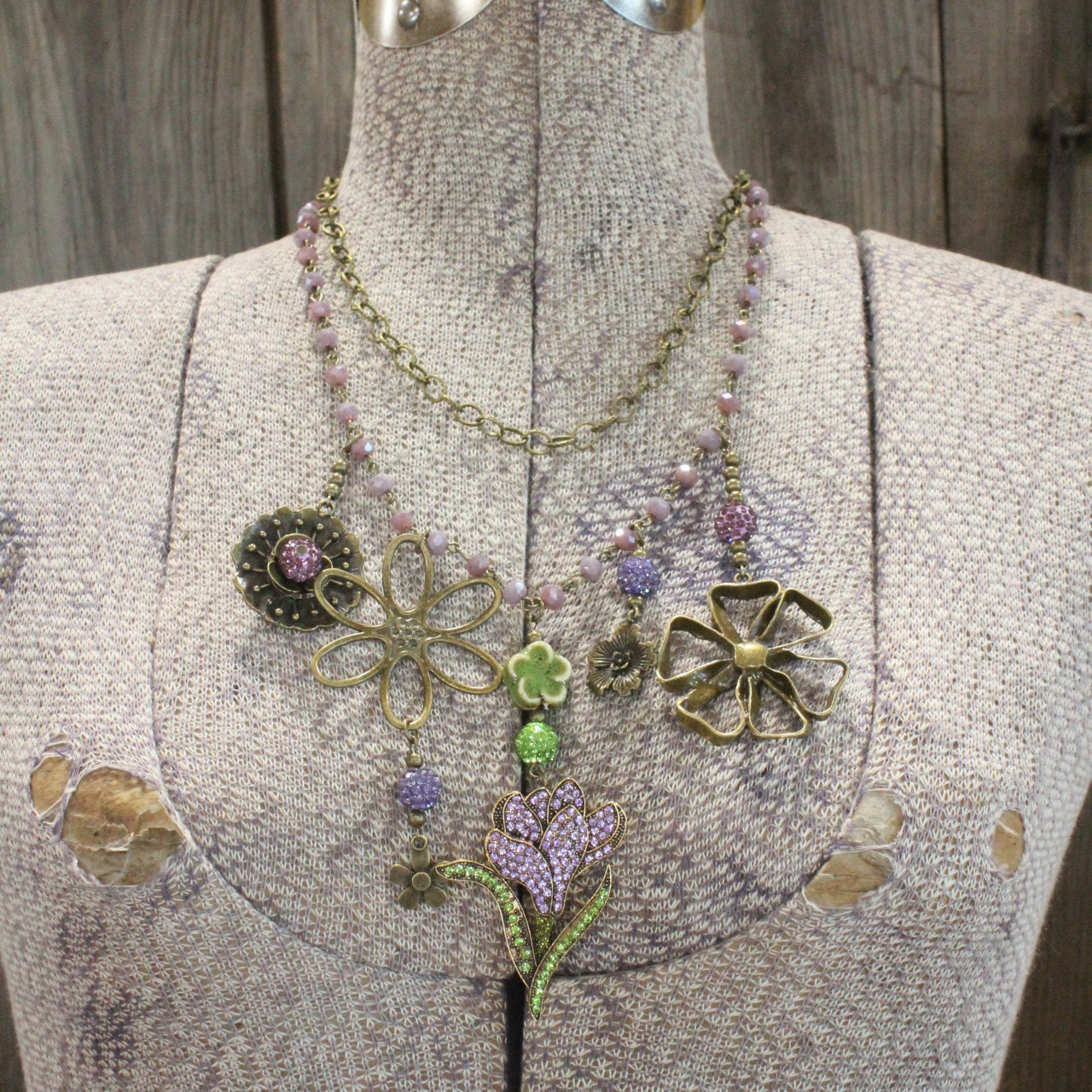 Blooming Purple Lilies Layered Necklace