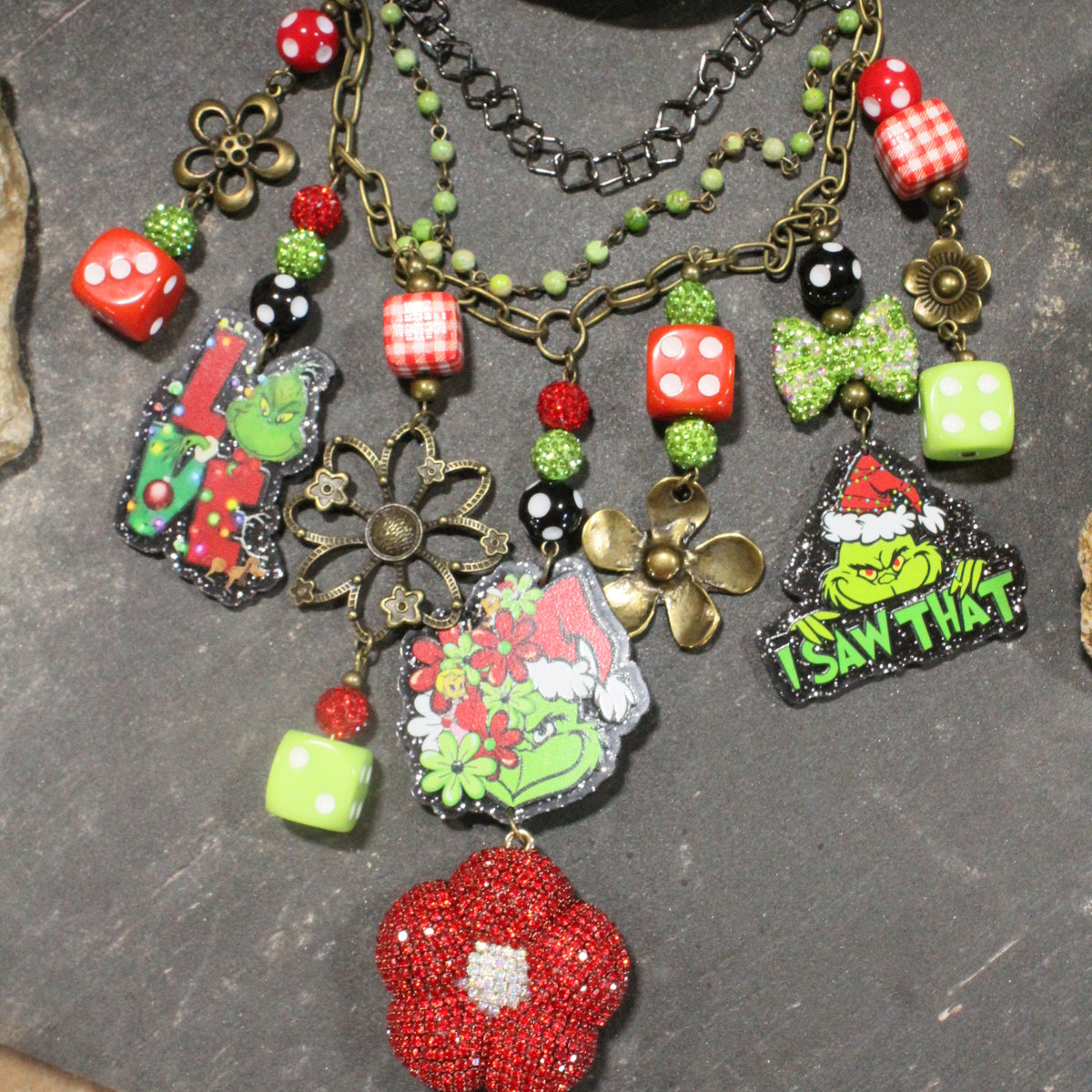 Grinch The Flower Child Charm'd Necklace