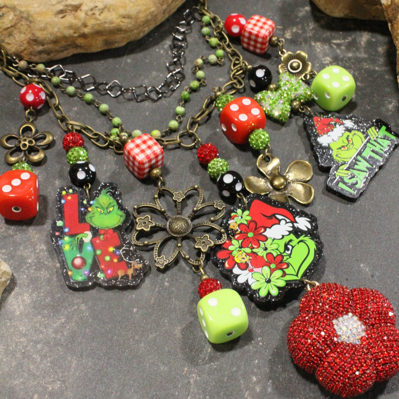 Grinch The Flower Child Charm'd Necklace