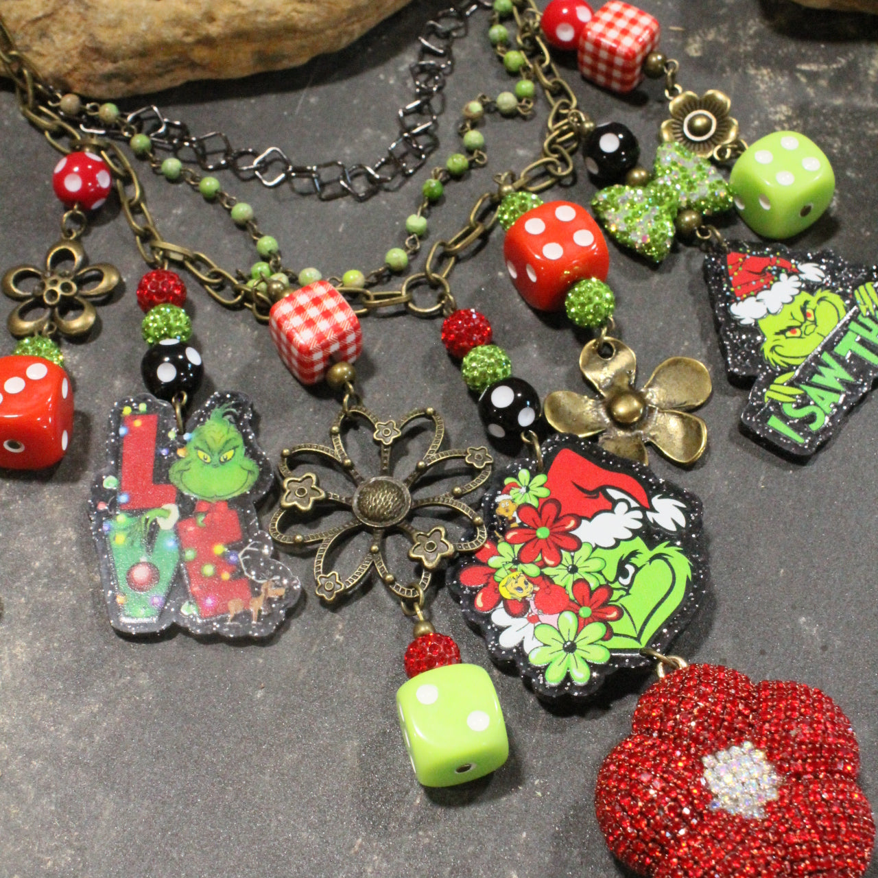 Grinch The Flower Child Charm'd Necklace