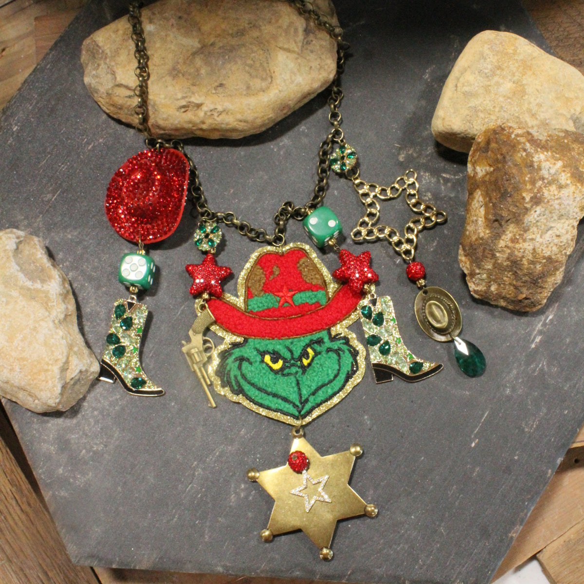 Grinch The New Sheriff In Town Charm'd Necklace