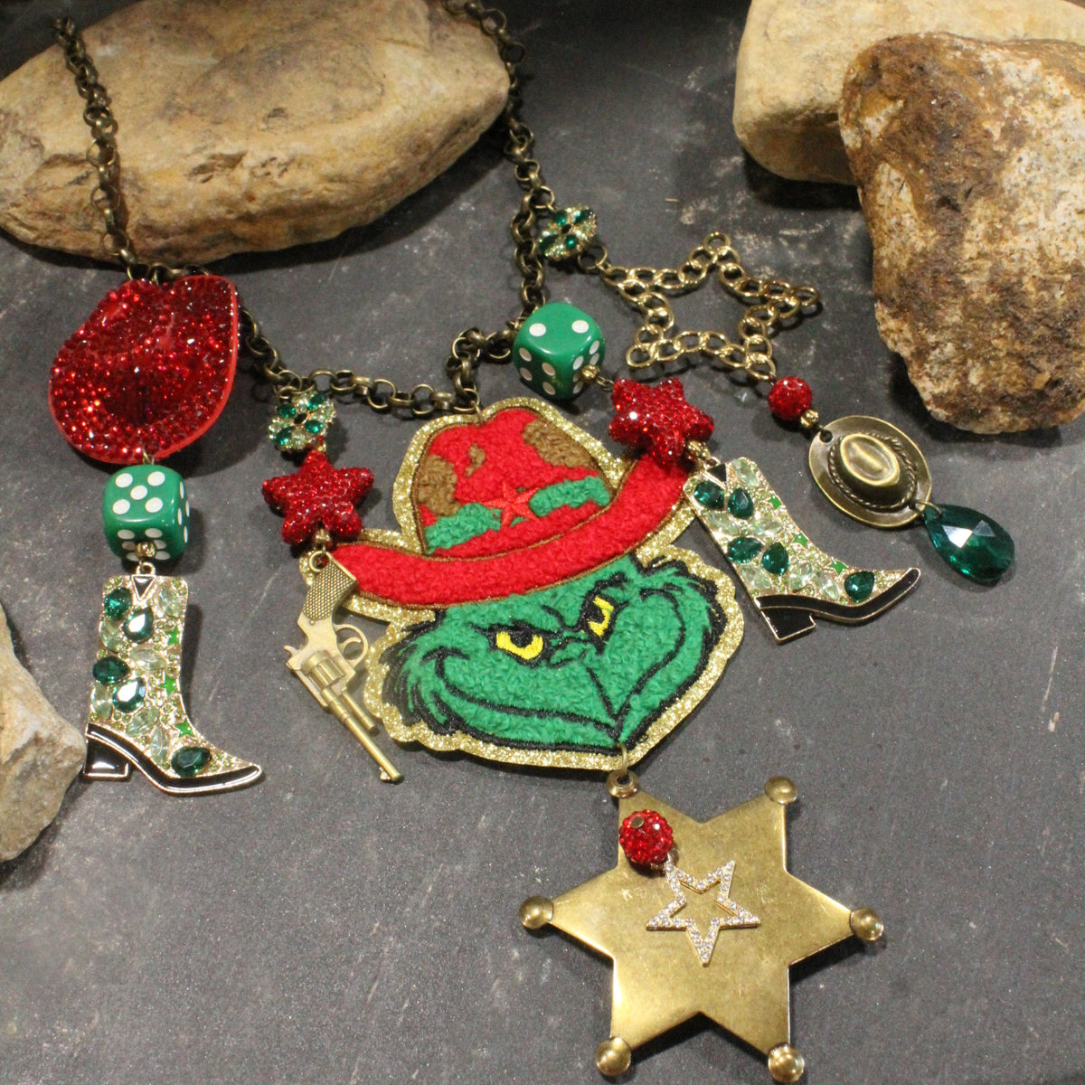 Grinch The New Sheriff In Town Charm'd Necklace