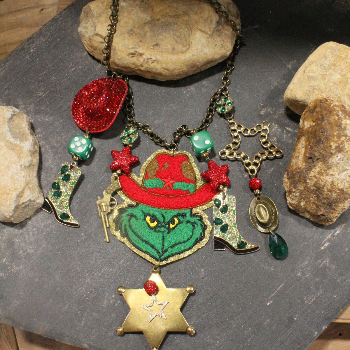 Grinch The New Sheriff In Town Charm'd Necklace
