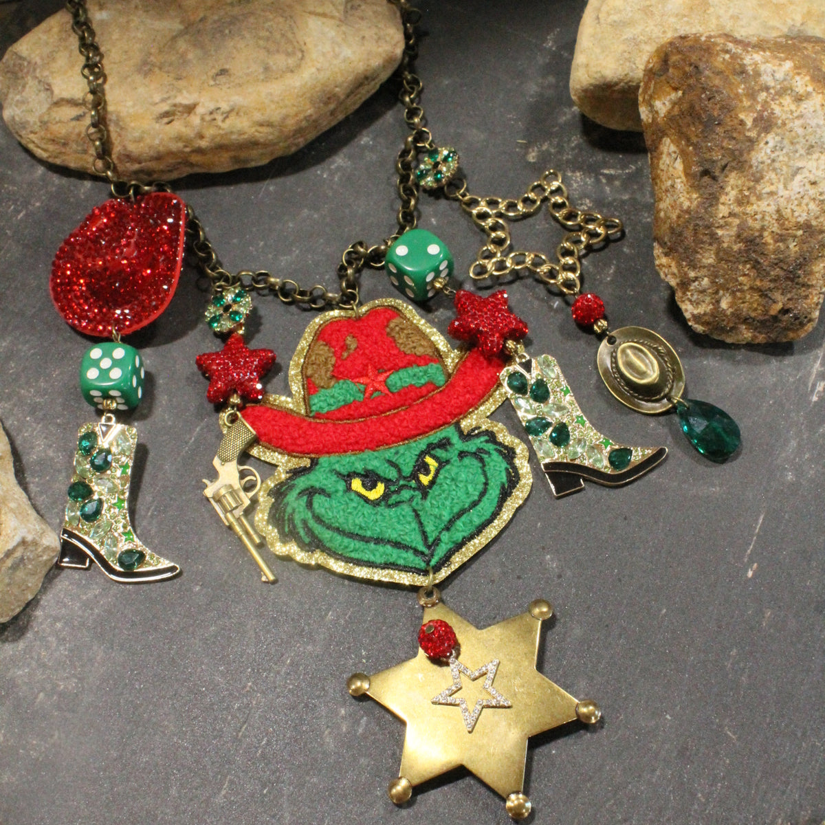 Grinch The New Sheriff In Town Charm'd Necklace