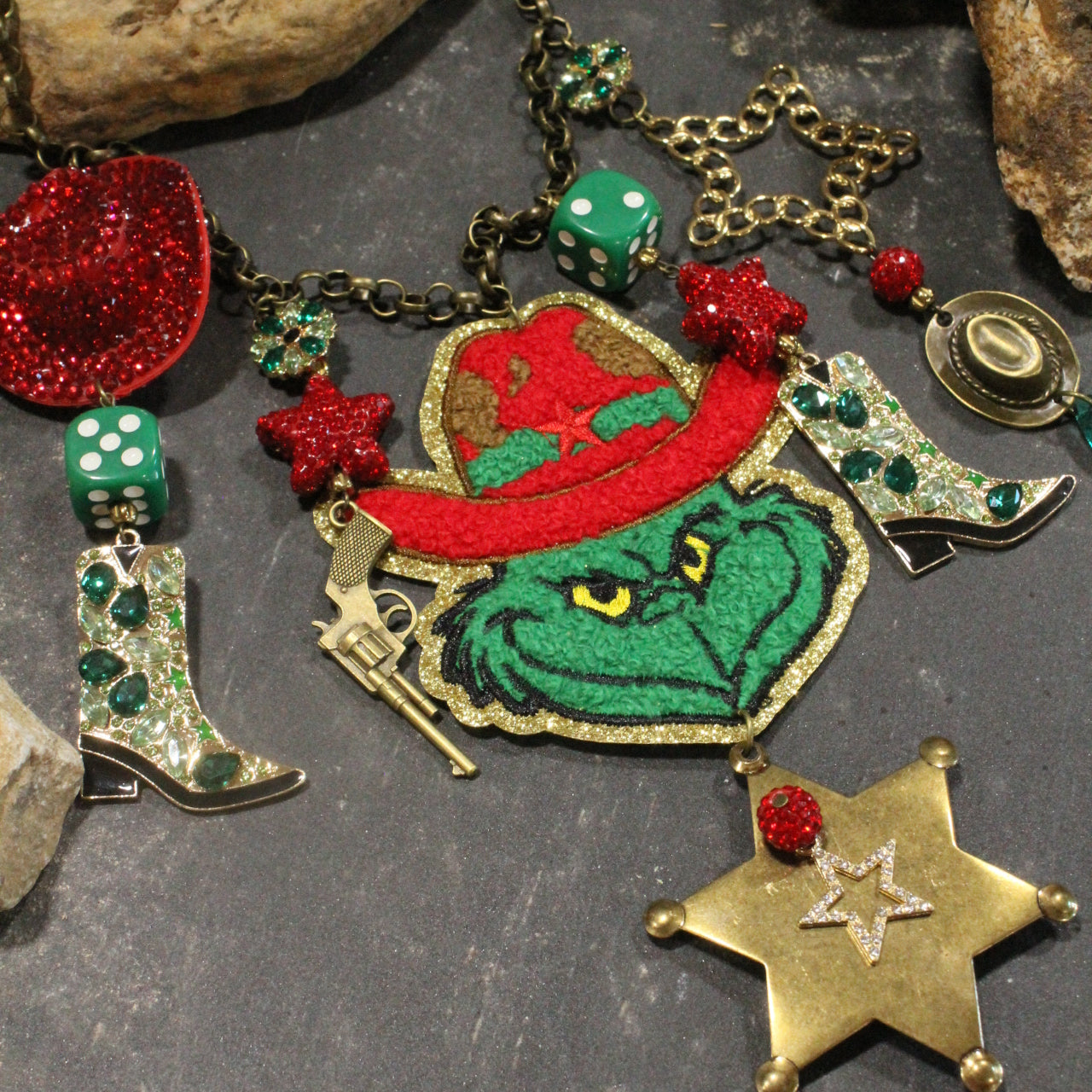 Grinch The New Sheriff In Town Charm'd Necklace