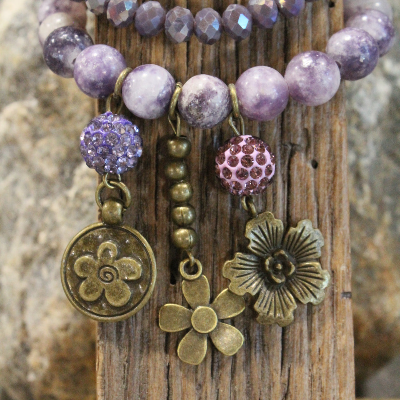 Blooming Purple Lilies Bracelet Set