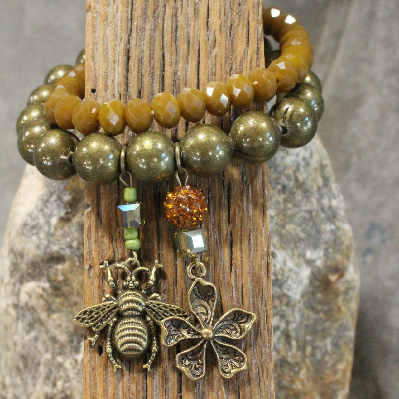 Buzzing Along Olive Bracelet Set