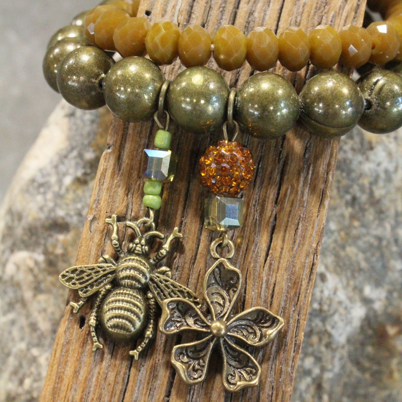 Buzzing Along Olive Bracelet Set